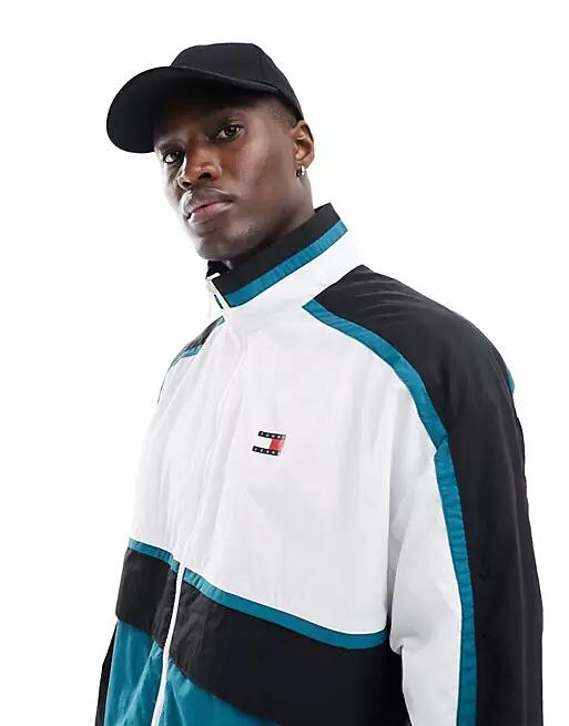 Tommy Jeans retro color block track jacket in white multi Cover