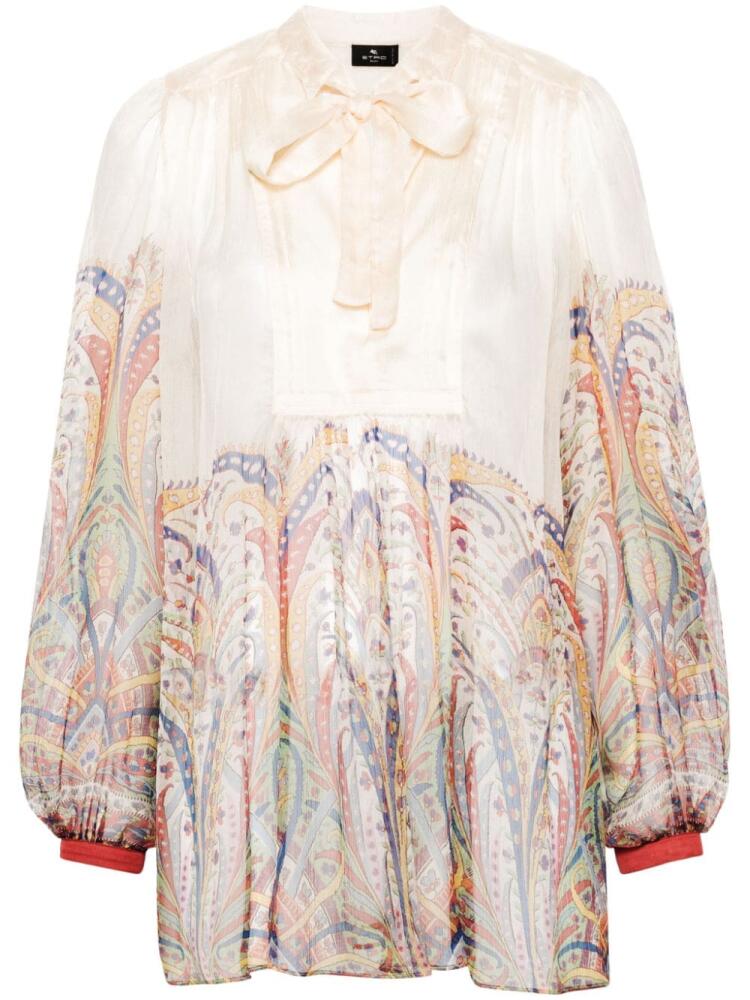 ETRO graphic-print silk blouse - Neutrals Cover