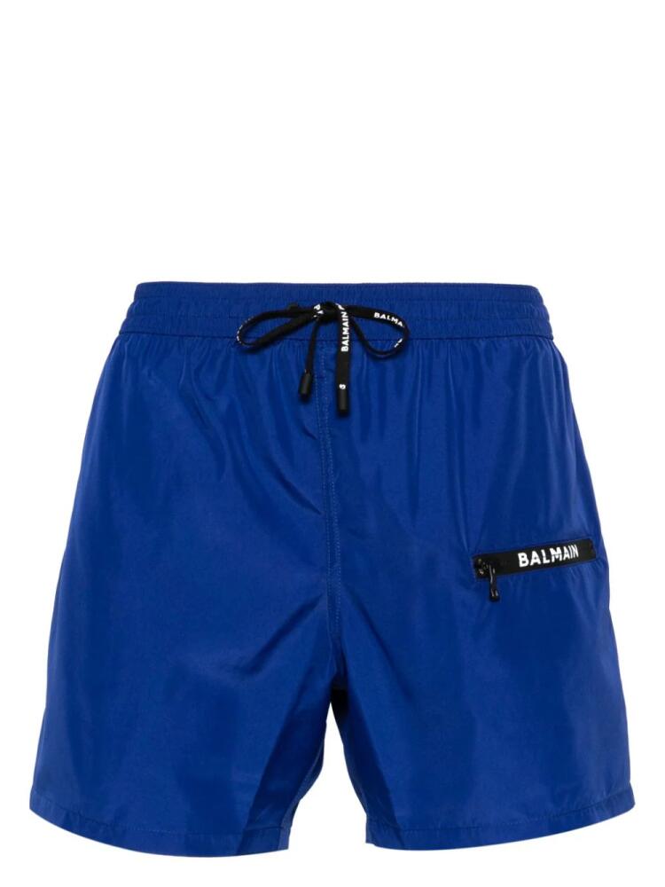 Balmain logo-print swimming shorts - Blue Cover