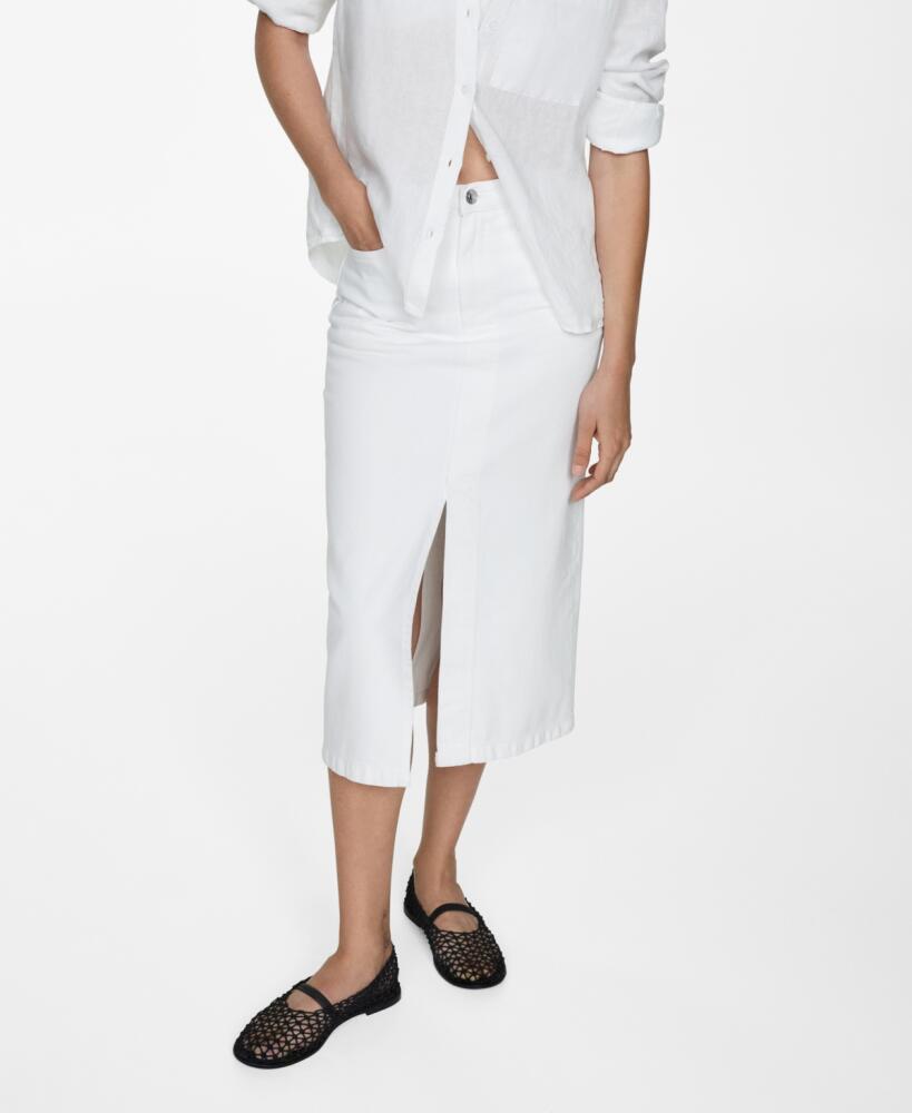 Mango Women's Slit Denim Skirt - White Cover