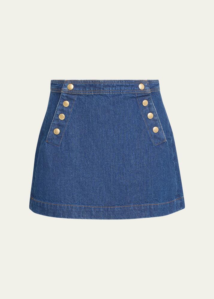 FRAME Sailor Snap Denim Mini Skirt Cover