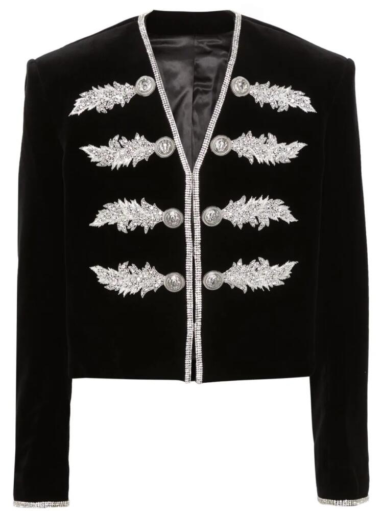 Balmain crystal-embellished velvet jacket - Black Cover