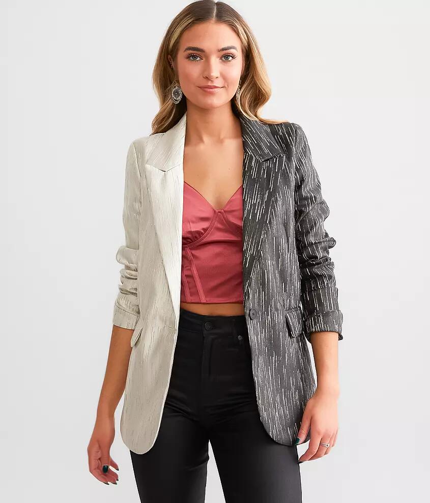 A. Peach Metallic Split Blazer Cover