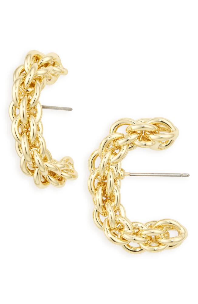 DEMARSON Dylan Huggie Hoop Earrings in 12K Shiny Gold Cover