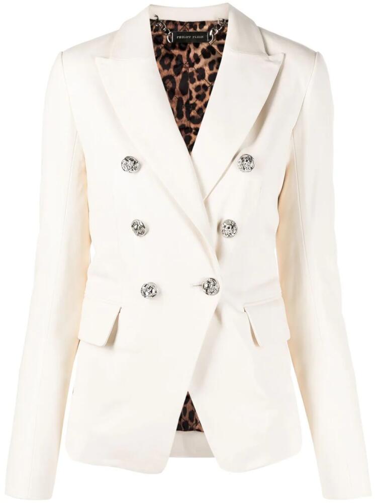 Philipp Plein double-breasted leather blazer - Neutrals Cover