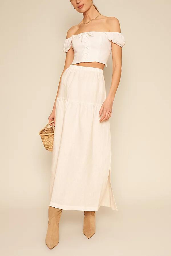 Whimsy and Row Whimsy + Row Millie Tiered Linen Maxi Skirt in Coconut Cover