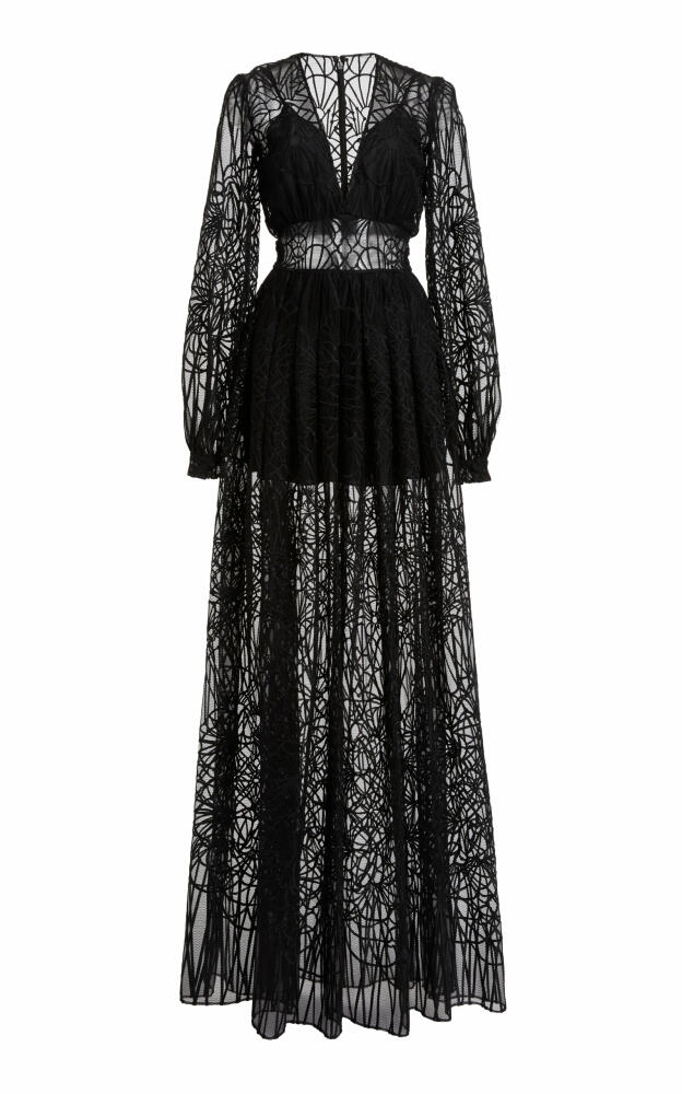 Zuhair Murad - Cathedral Embroidered Tulle Maxi Dress - Black Cover