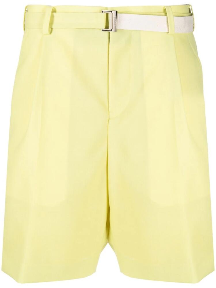 sacai belted-waist bermuda shorts - Yellow Cover