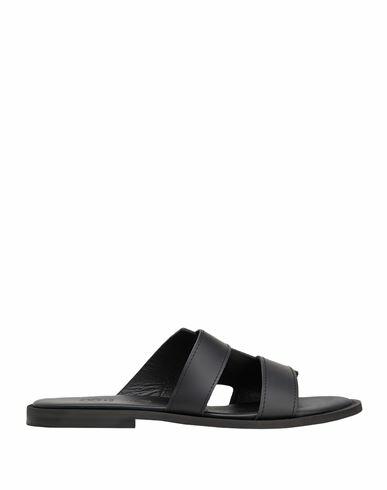 8 By Yoox Rubber Leather Double-strap Sandal Man Sandals Black Calfskin Cover