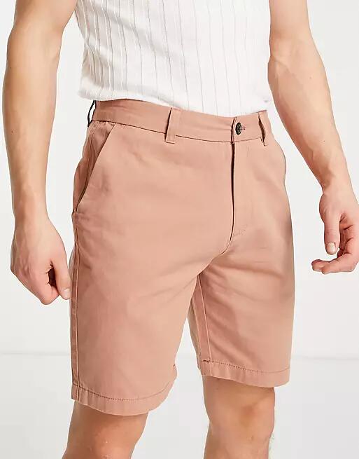 New Look straight fit chino shorts in light brown Cover