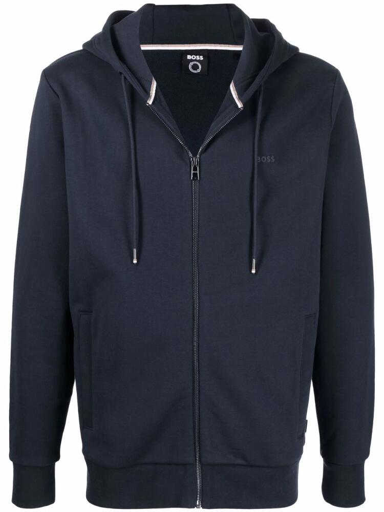 BOSS cotton zipped hoodie - Blue Cover