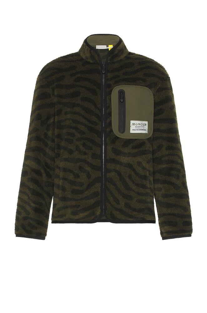 Moncler Genius Moncler x Salehe Bembury Zip Up Fleece Cardigan in Olive Cover