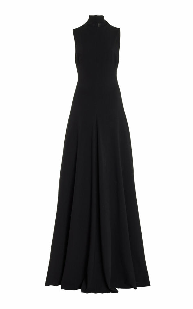 Brandon Maxwell - The Aurora Mock Neck Stretch-Crepe Maxi Dress - Black Cover