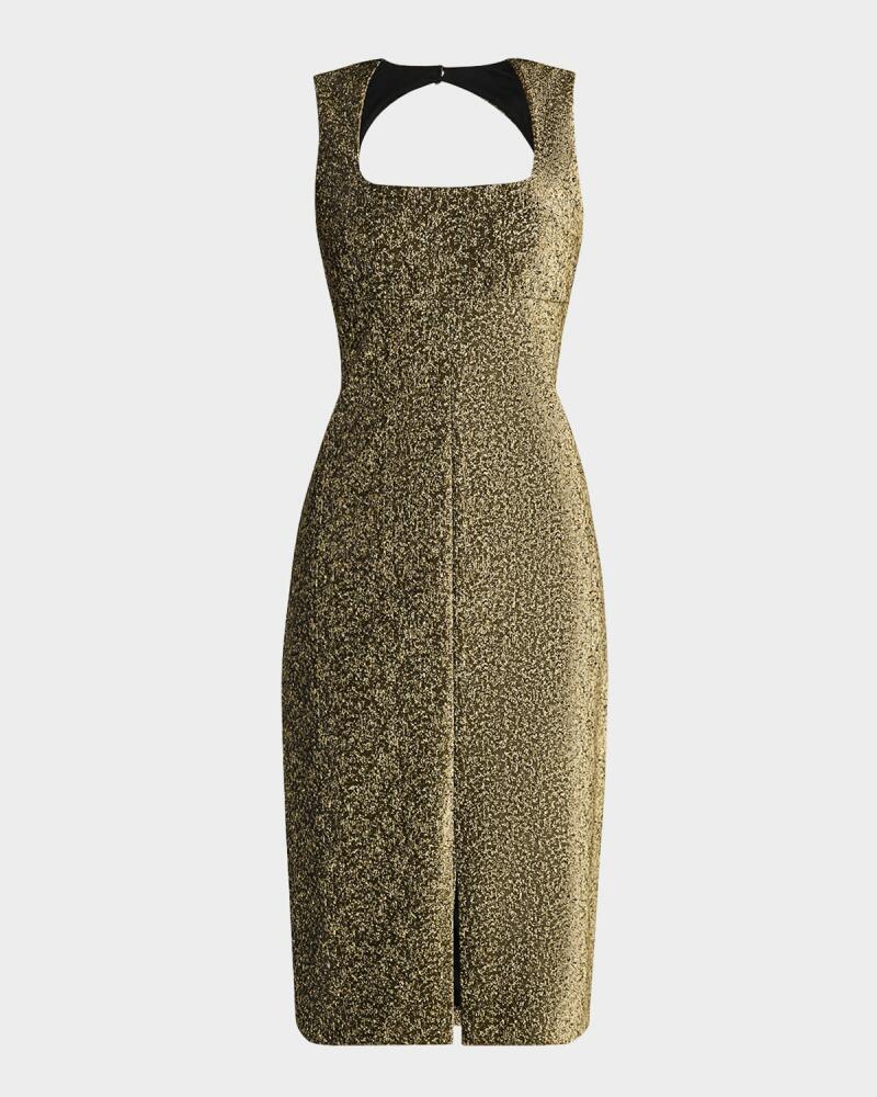 Aidan Mattox Metallic Jacquard Bodycon Midi Dress Cover