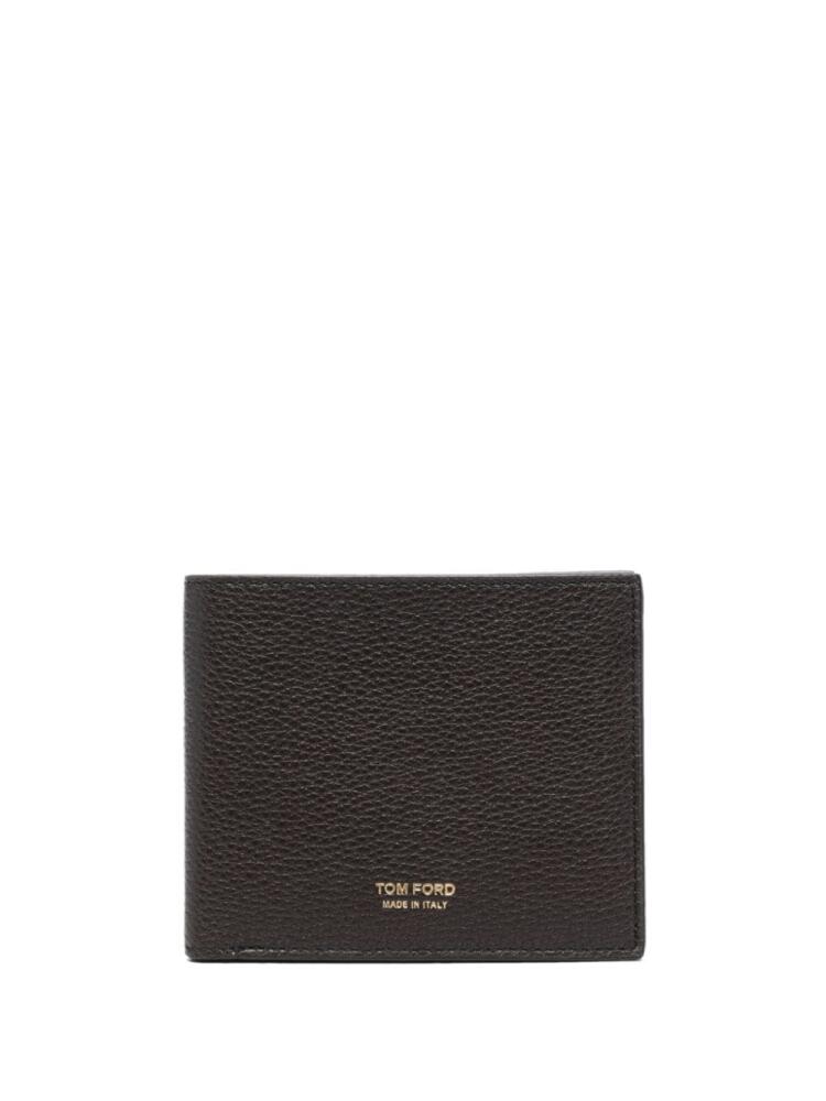 TOM FORD logo-lettering grained leather wallet - Brown Cover