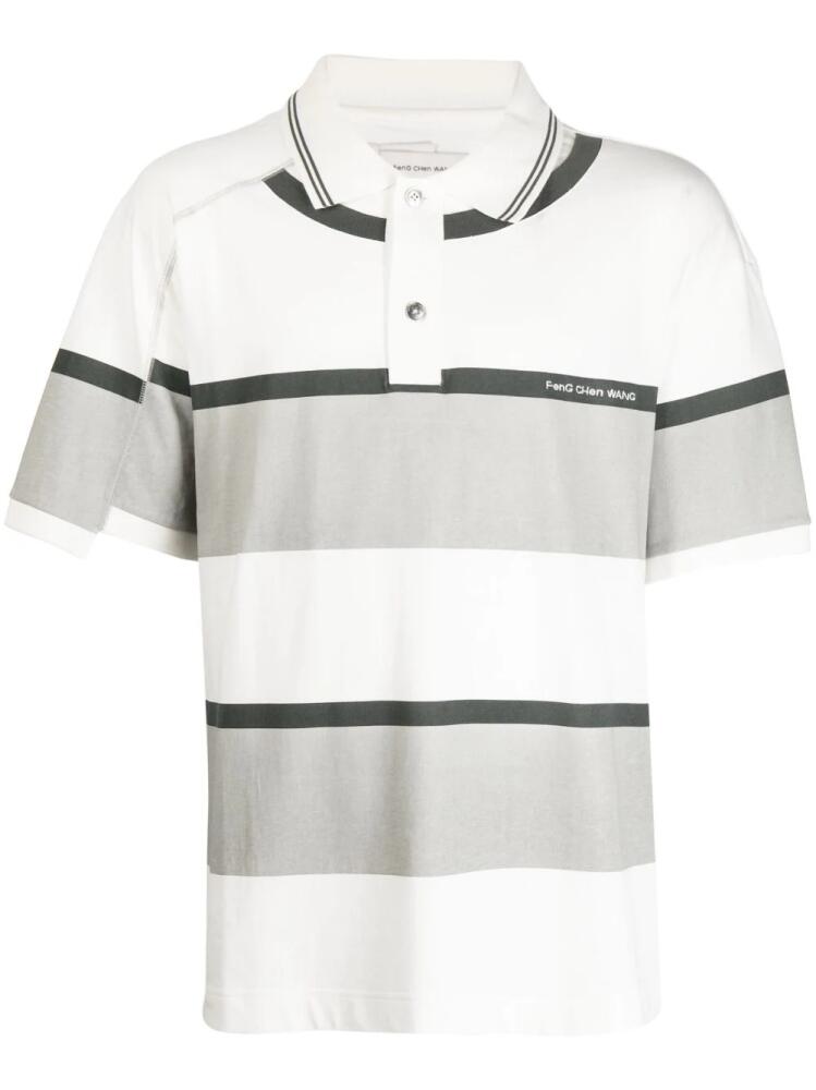 Feng Chen Wang striped cotton polo shirt - White Cover