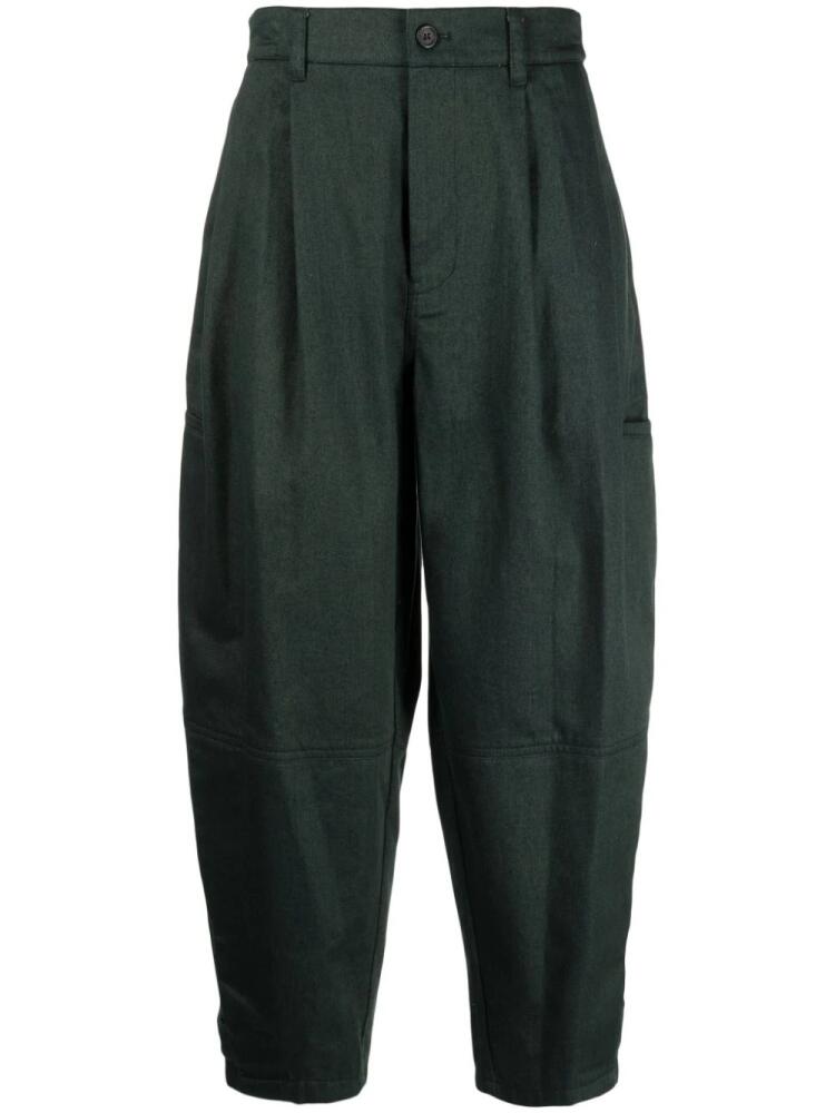 SONGZIO pleated cropped cotton trousers - Green Cover