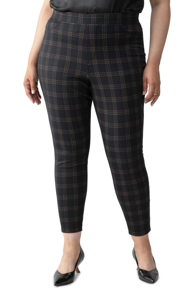 Sanctuary Runway Plaid Ponte Pocket Leggings in Garnet Cover