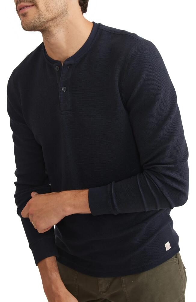 Marine Layer Sport Waffle Knit Henley in Sky Captain Cover