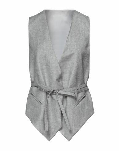 Brunello Cucinelli Woman Tailored Vest Grey Virgin Wool, Polyamide, Metallic fiber, Brass Cover