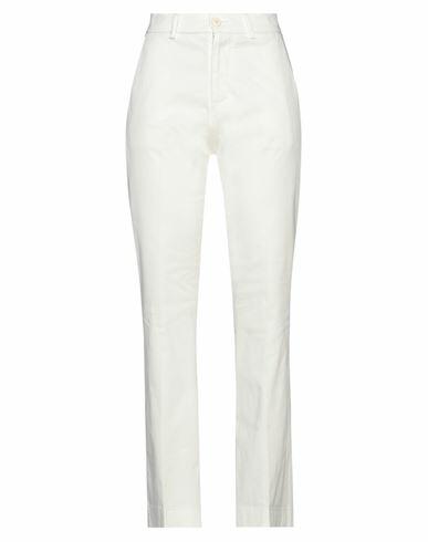 (+) People Woman Pants White Cotton, Elastane Cover