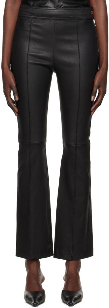 Helmut Lang Black Cropped Flare Leather Pants Cover