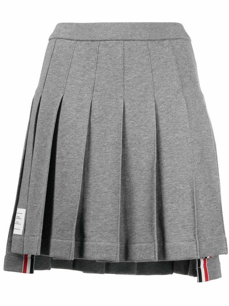 Thom Browne logo patch pleated short skirt - Grey Cover