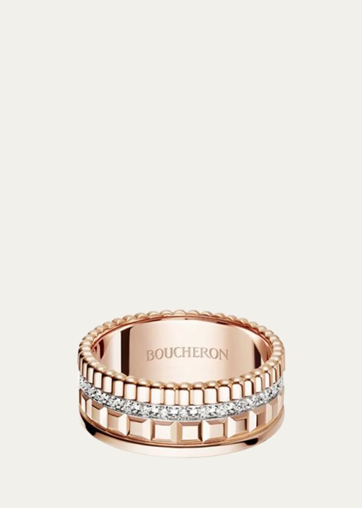 Boucheron Quatre Radiant Edition Small Pink Gold and White Gold Diamond Ring Cover