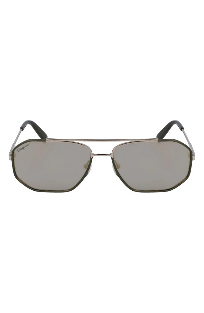 FERRAGAMO 60mm Navigator Sunglasses in Dark Green Cover