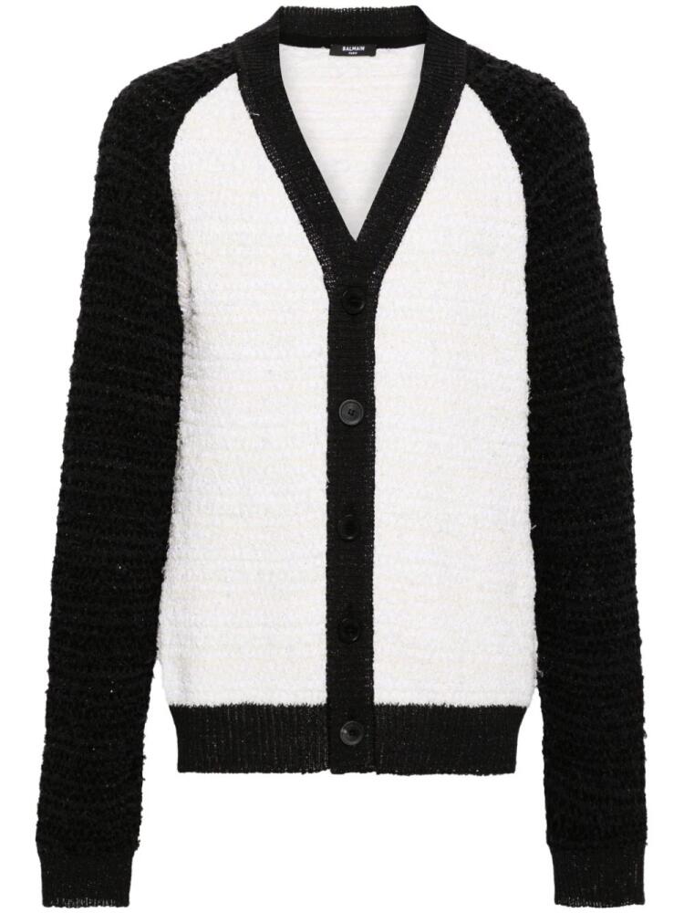 Balmain colour-block bouclé cardigan - White Cover