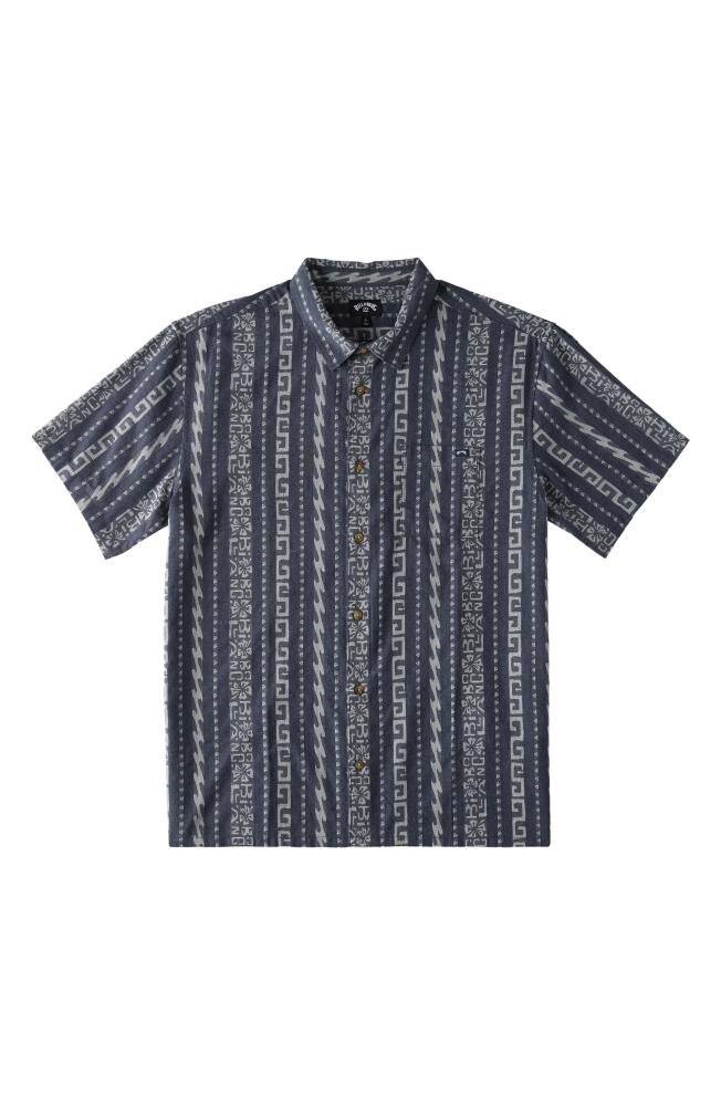 Billabong Sundays Stripe Jacquard Short Sleeve Button-Up Shirt in Slate Blue Cover