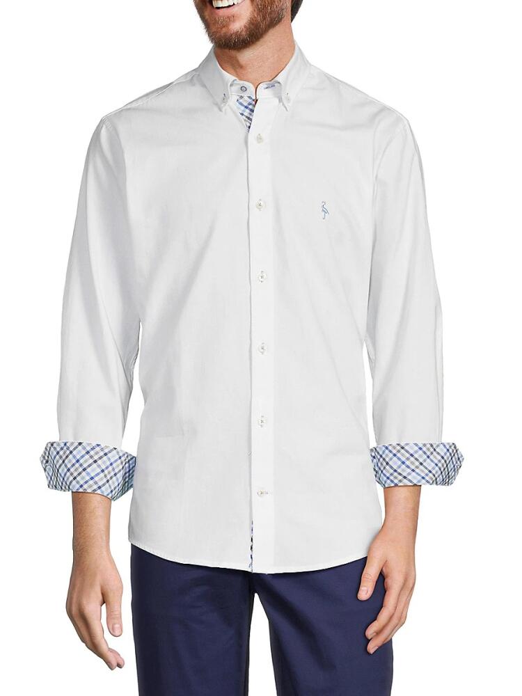 TailorByrd Men's Solid Button Down Collar Shirt - White Cover