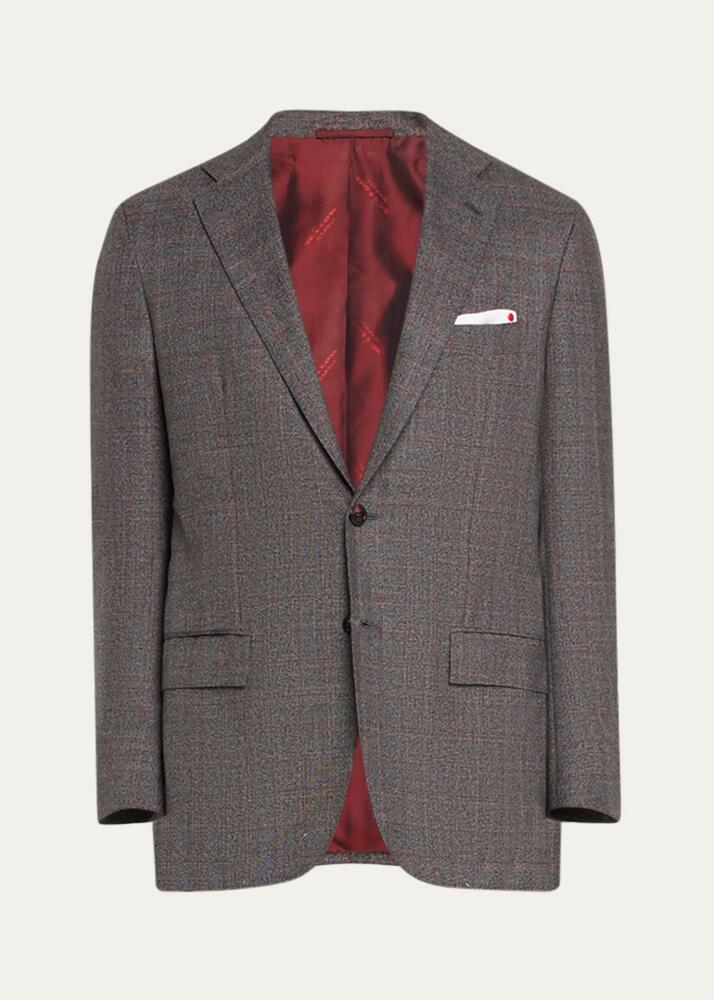 Kiton Men's Wool Plaid Suit Cover