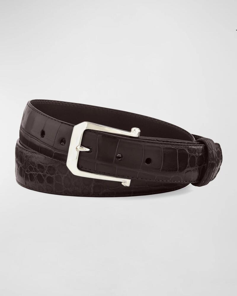 W. Kleinberg Men's Matte Alligator Belt with Sterling Silver Buckle Cover