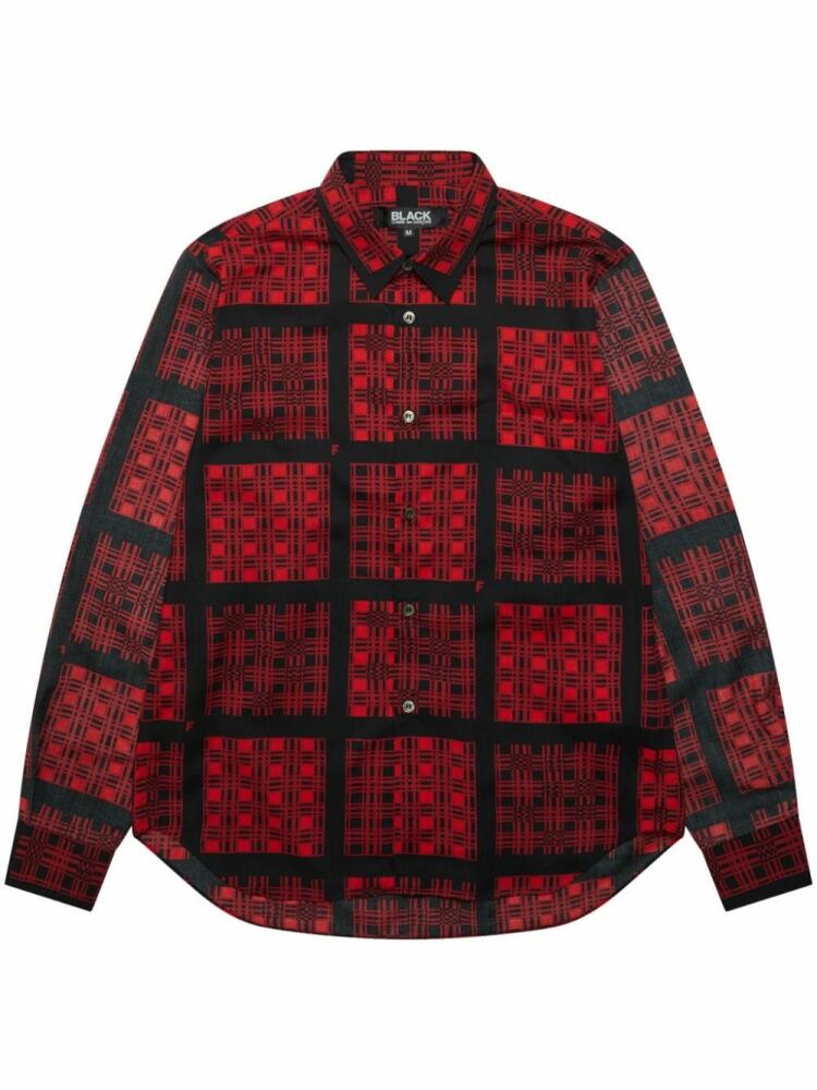 Black Comme Des Garçons check-print long-sleeve shirt - Red Cover