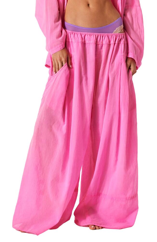 Free People Heat of the Night Semisheer Cotton Lounge Pants in Neon Pink Cover