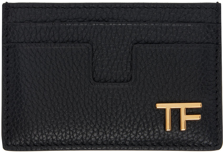 TOM FORD Black Grain Leather Card Holder Cover