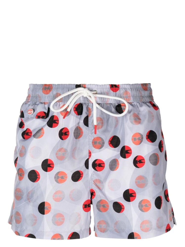 Kiton graphic-print elasticated swimshorts - Grey Cover