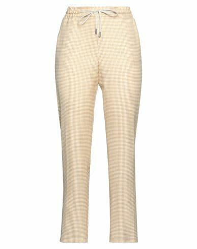 Barba Napoli Woman Pants Ocher Virgin Wool, Silk, Linen Cover