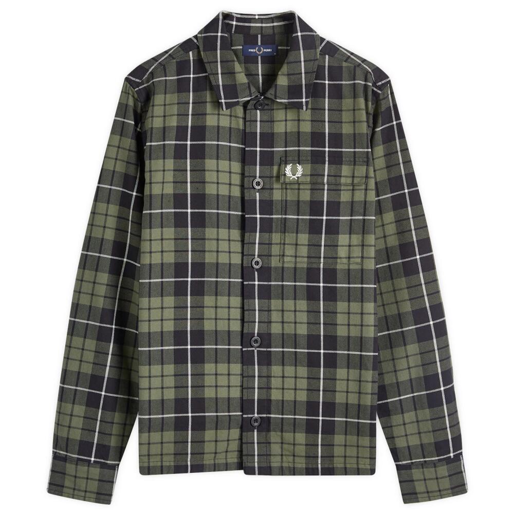 Fred Perry Men's Check Overshirt in Laurel Wreath Green Cover