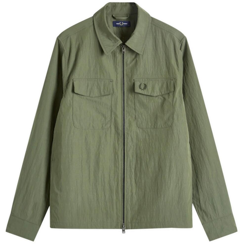 Fred Perry Men's Zip Overshirt in Laurel Wreath Green Cover