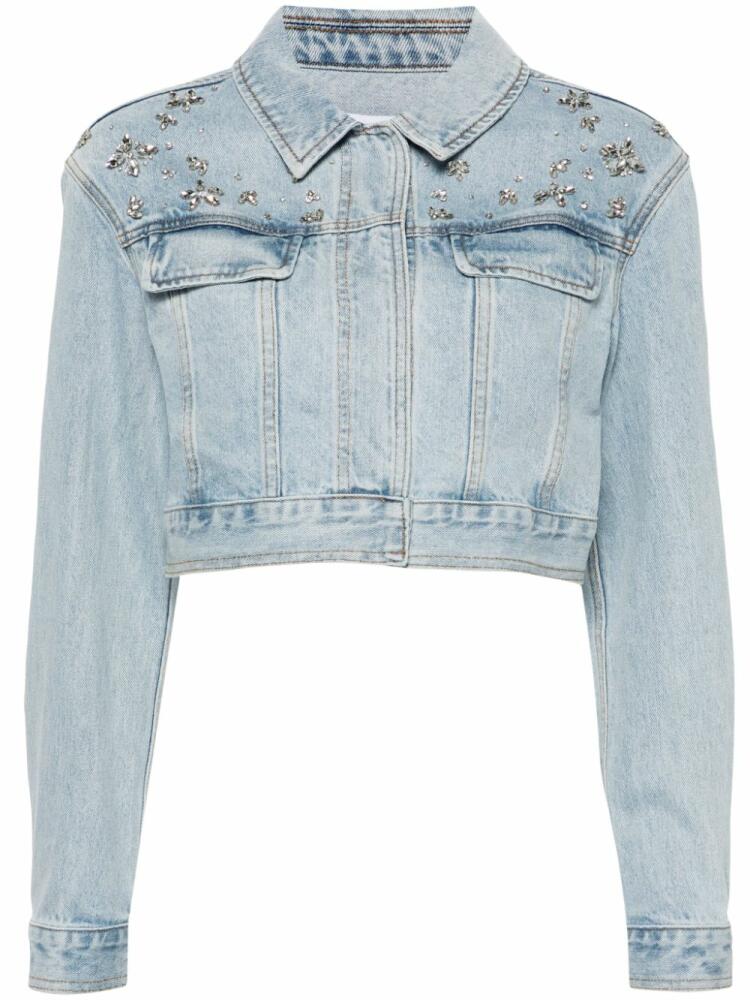 Self-Portrait crystal-embellished denim jacket - Blue Cover