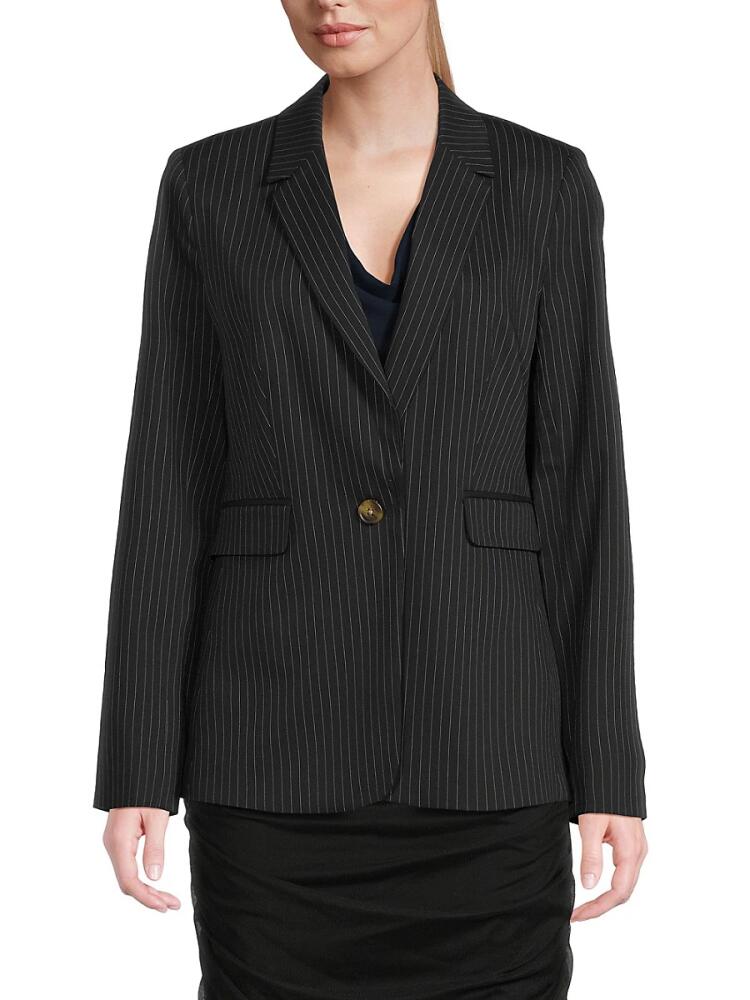 DKNY Women's Striped Blazer - Black Cover