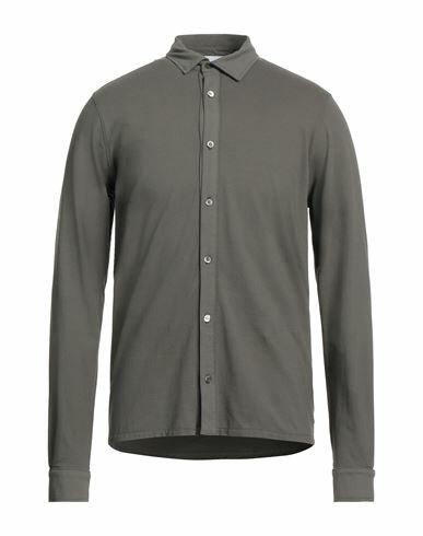 Alpha Studio Man Shirt Military green Cotton, Elastane Cover