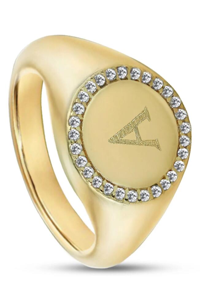 Argento Vivo Sterling Silver Small Round Personalized Signet Ring in Gold Cover