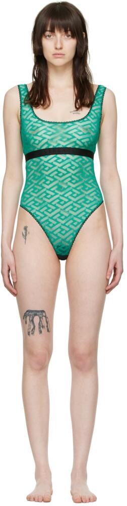 Versace Underwear Green La Greca Bodysuit Cover