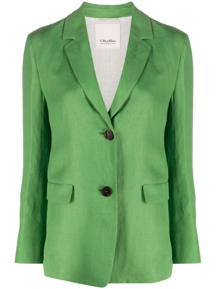 'S Max Mara single-breasted linen blazer - Green Cover