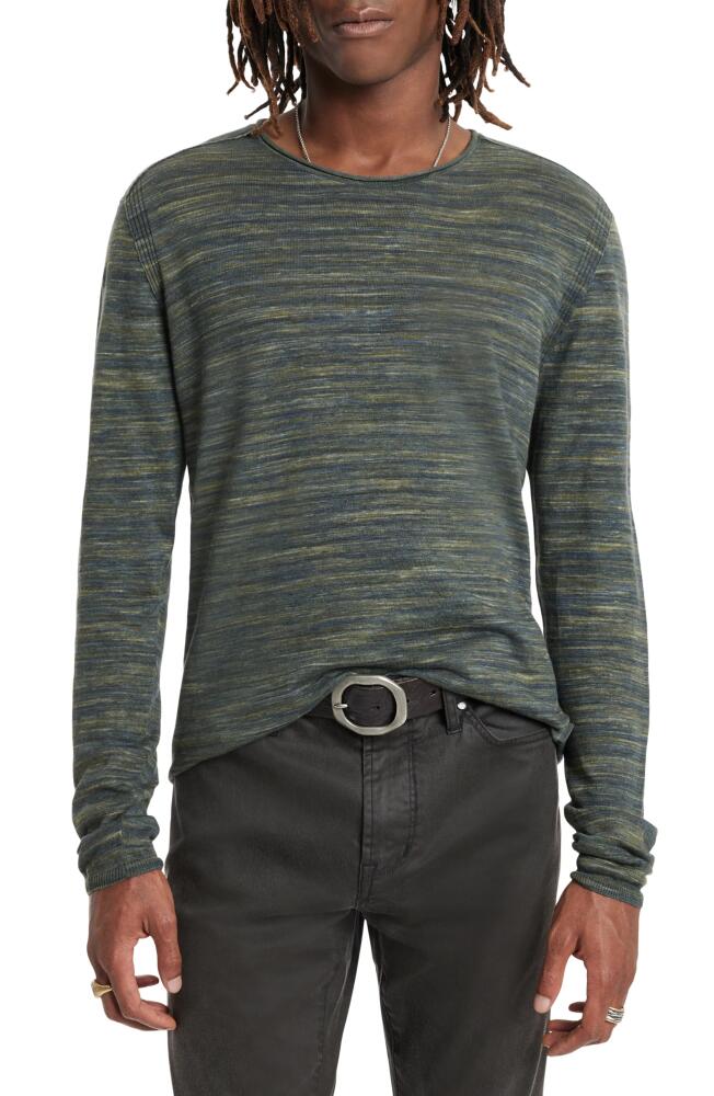 John Varvatos Omar Space Dye Linen Blend Crewneck Sweater in Teakwood Cover