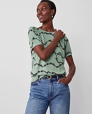 Ann Taylor Floral Modern Sweater Tee Cover