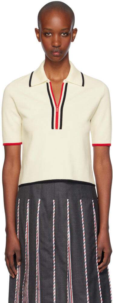 Thom Browne Off-White Wool Zip-Up Polo Cover